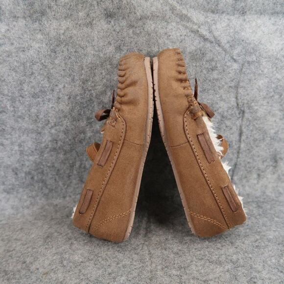 Cat & Jack Shoes Kids 9 Moccasin Slipper Mary Jane Celina Brown Faux Fur Slip On - Picture 9 of 12